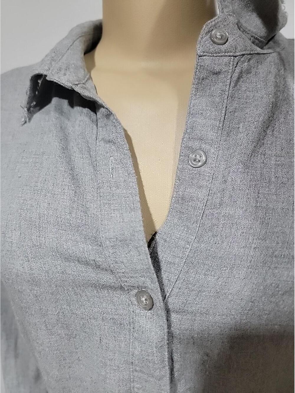 Cloth & Stone Womens Top Size M Tiered Button Up Shirt Frayed Hem Gray Blouse #C - Picture 7 of 9